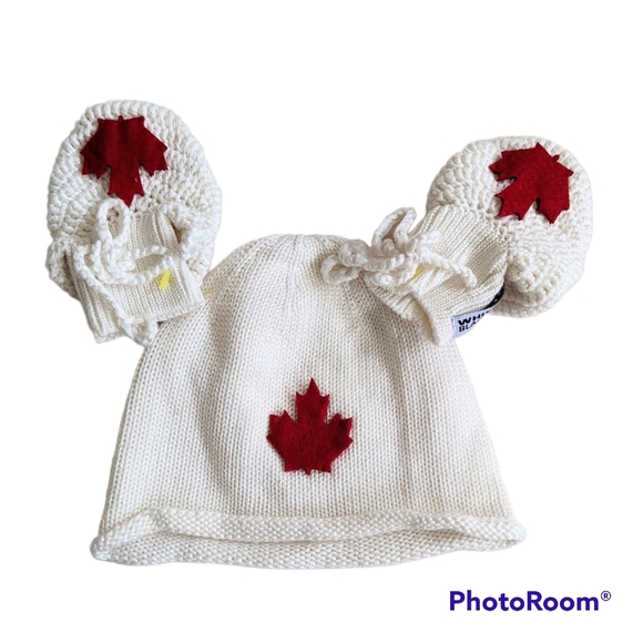 Whistler Blackcomb Crochet Infant Beanie w/Matching Footies Hand Made White Red - Picture 11 of 11